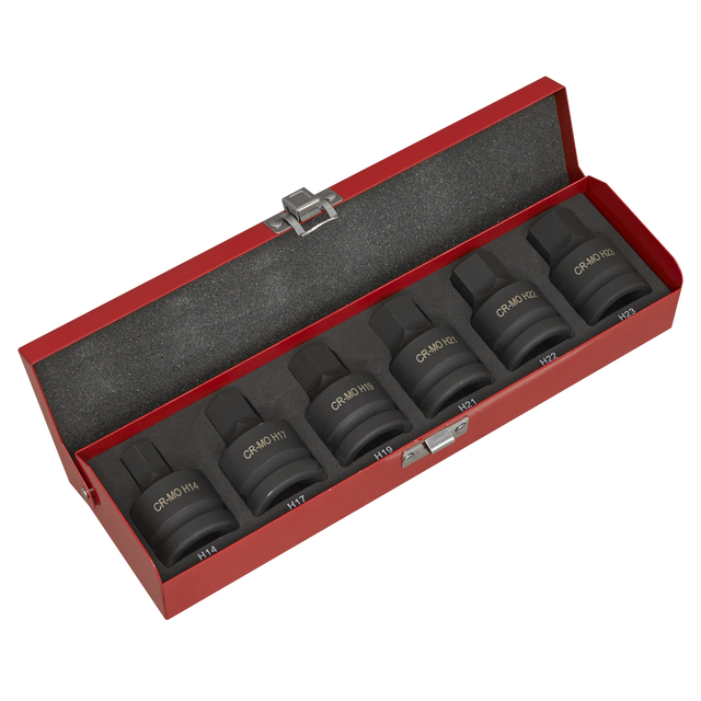 Sealey AK6217 Premier Hex Impact Socket Bit Set 3/4"Sq Drive 6pc