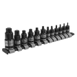 Sealey AK6228B Premier Black Stubby TRX-Star* Socket Bit Set 1/4", 3/8" & 1/2"Sq Drive 12pc