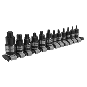 Sealey AK6228B Premier Black Stubby TRX-Star* Socket Bit Set 1/4", 3/8" & 1/2"Sq Drive 12pc