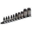Sealey AK6229B Premier Black Stubby Hex Socket Bit Set 1/4", 3/8" & 1/2"Sq Drive 10pc