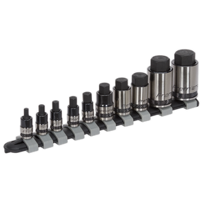 Sealey AK6229B Premier Black Stubby Hex Socket Bit Set 1/4", 3/8" & 1/2"Sq Drive 10pc