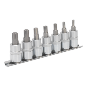 Sealey AK6232 Premier Ribe Socket Bit Set 3/8"Sq Drive 50mm 7pc