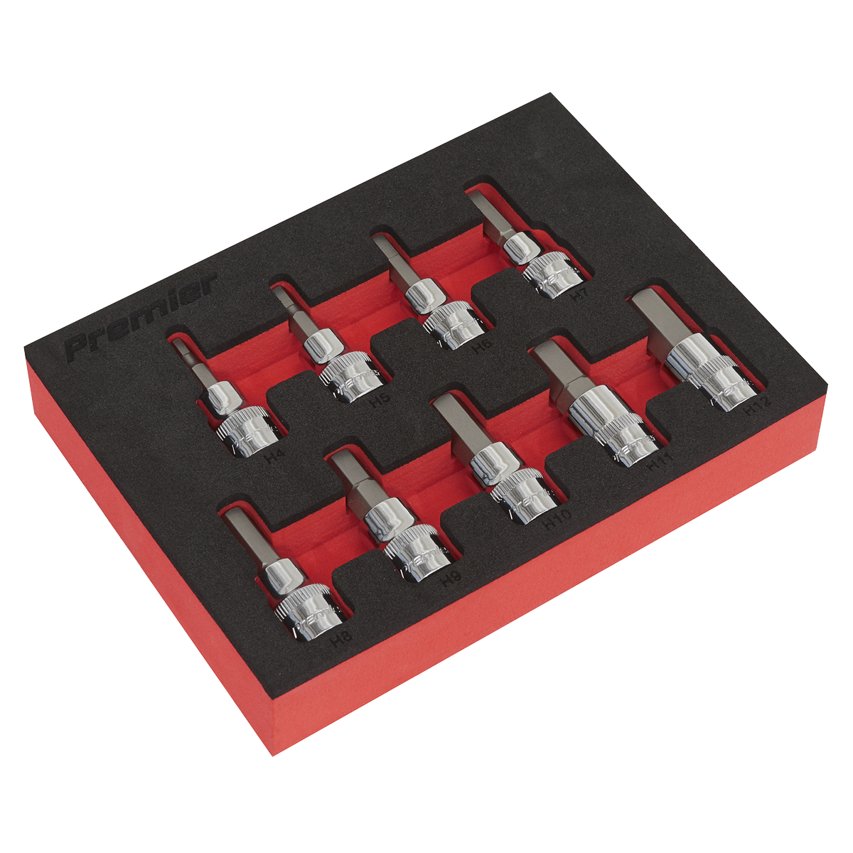 Sealey AK6240 Premier Hex Socket Bit Set 3/8"Sq Drive 9pc