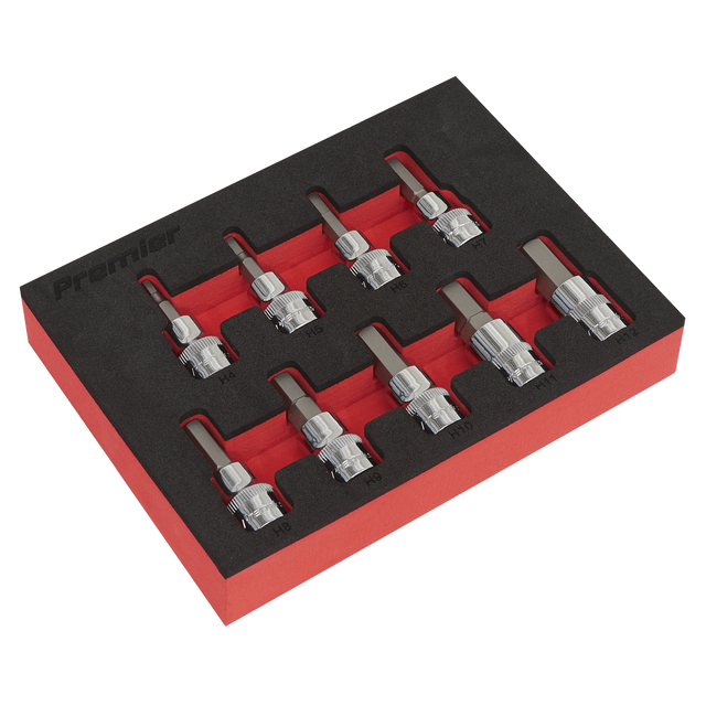 Sealey AK6240 Premier Hex Socket Bit Set 3/8"Sq Drive 9pc