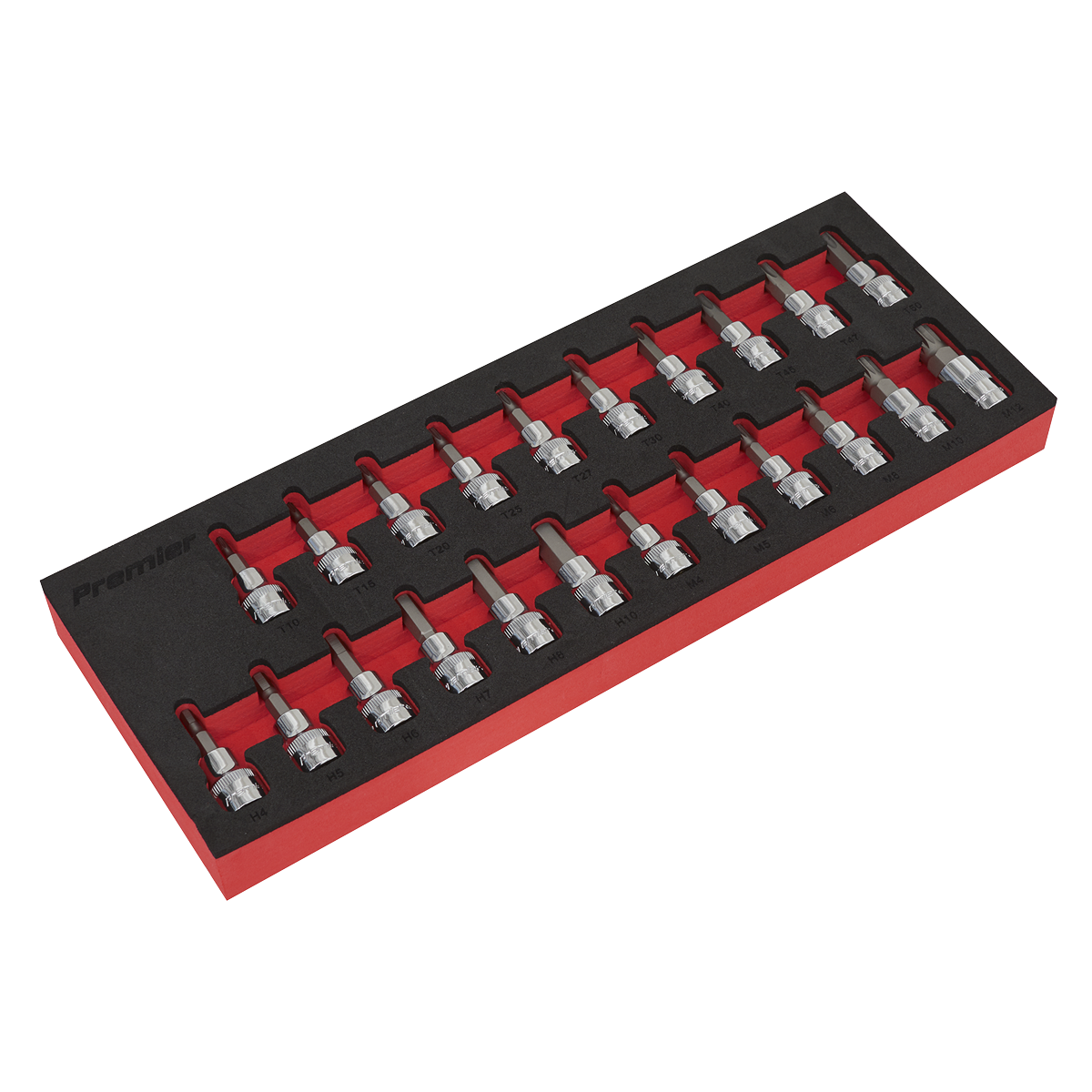 Sealey AK6243 Premier TRX-Star*/Hex/Spline Socket Bit Set 3/8"Sq Drive 22pc