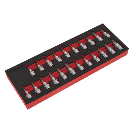 Sealey AK6243 Premier TRX-Star*/Hex/Spline Socket Bit Set 3/8"Sq Drive 22pc