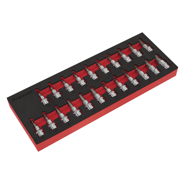 Sealey AK6243 Premier TRX-Star*/Hex/Spline Socket Bit Set 3/8"Sq Drive 22pc