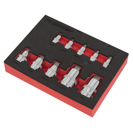 Sealey AK6244 Premier Stubby Hex Socket Bit Set 1/4", 3/8" & 1/2"Sq Drive 10pc - additional view 2