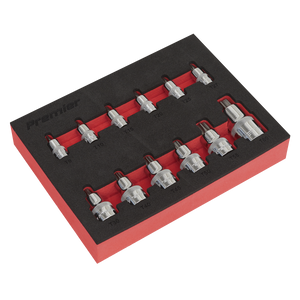 Sealey AK6245 Premier Stubby TRX-Star* Socket Bit Set 1/4", 3/8" & 1/2"Sq Drive 12pc