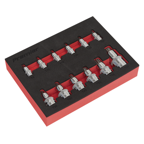 Sealey AK6245 Premier Stubby TRX-Star* Socket Bit Set 1/4", 3/8" & 1/2"Sq Drive 12pc