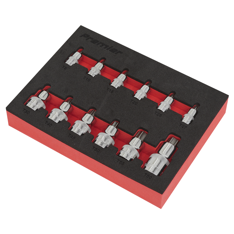 Sealey AK6245 Premier Stubby TRX-Star* Socket Bit Set 1/4", 3/8" & 1/2"Sq Drive 12pc - additional view 3