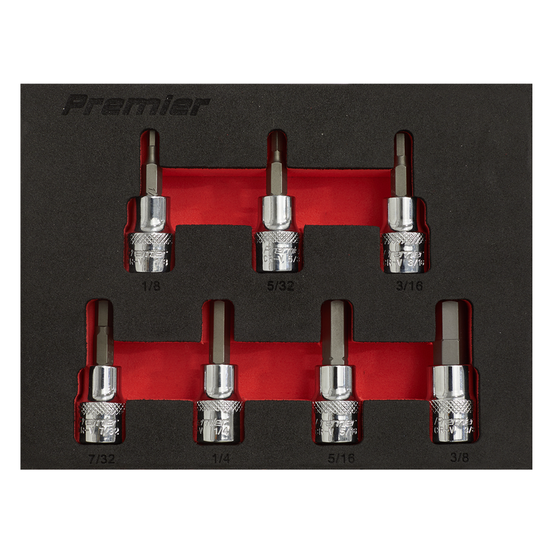 Sealey AK6246 Premier Imperial Hex Socket Bit Set 3/8"Sq Drive 7pc - additional view 3