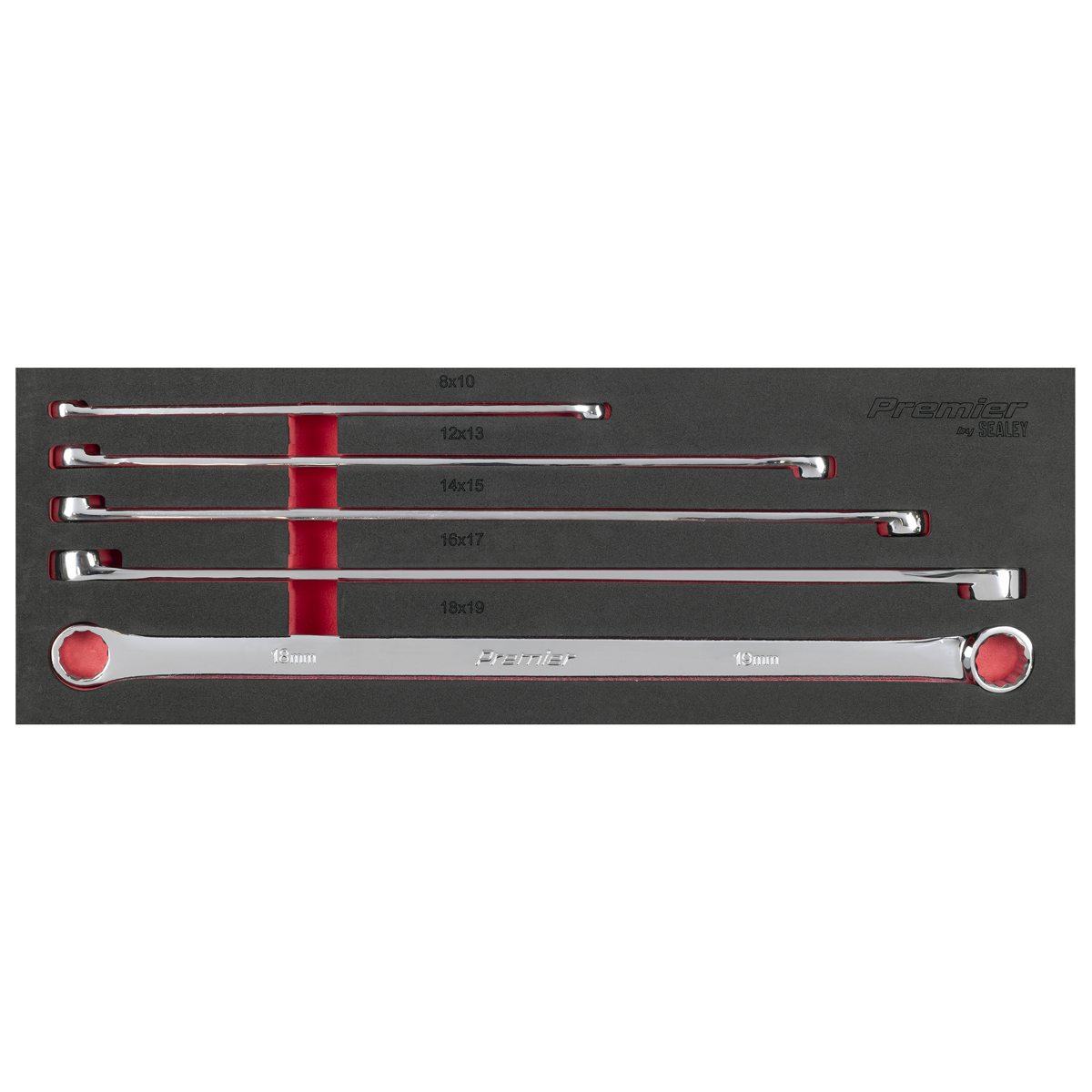 Sealey AK63110 Premier Extra-Long Double End Ring Spanner Set in EVA Foam Tray 5pc - additional view 8