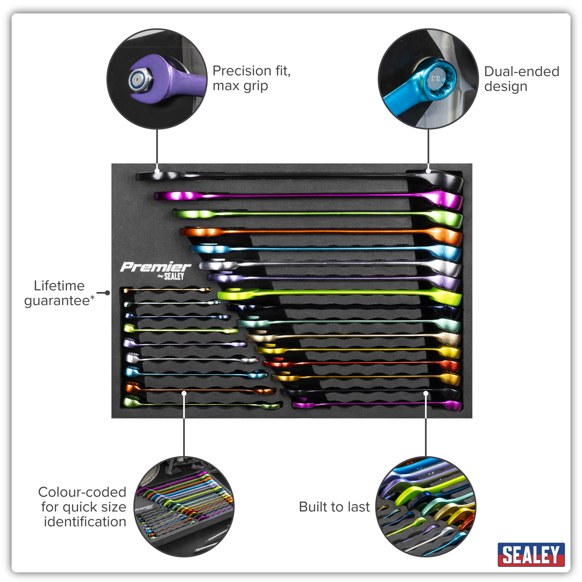 Sealey AK63268 Premier Multi-Coloured Combination Spanner Set 25pc - additional view 5