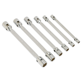 Sealey AK635 Premier Double Flexi-Head Socket Spanner Set 6pc