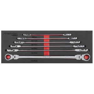Sealey AK63832 Premier Extra-Long Flexi-Head Double End Ratchet Ring Spanner Set 6pc - additional view 3