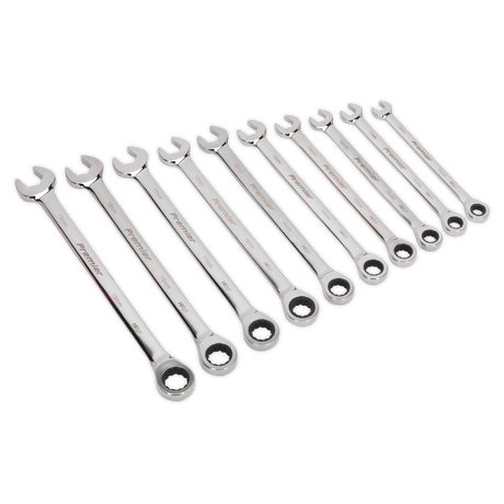 Sealey AK63914 Premier Extra-Long Combination Ratchet Spanner Set 10pc