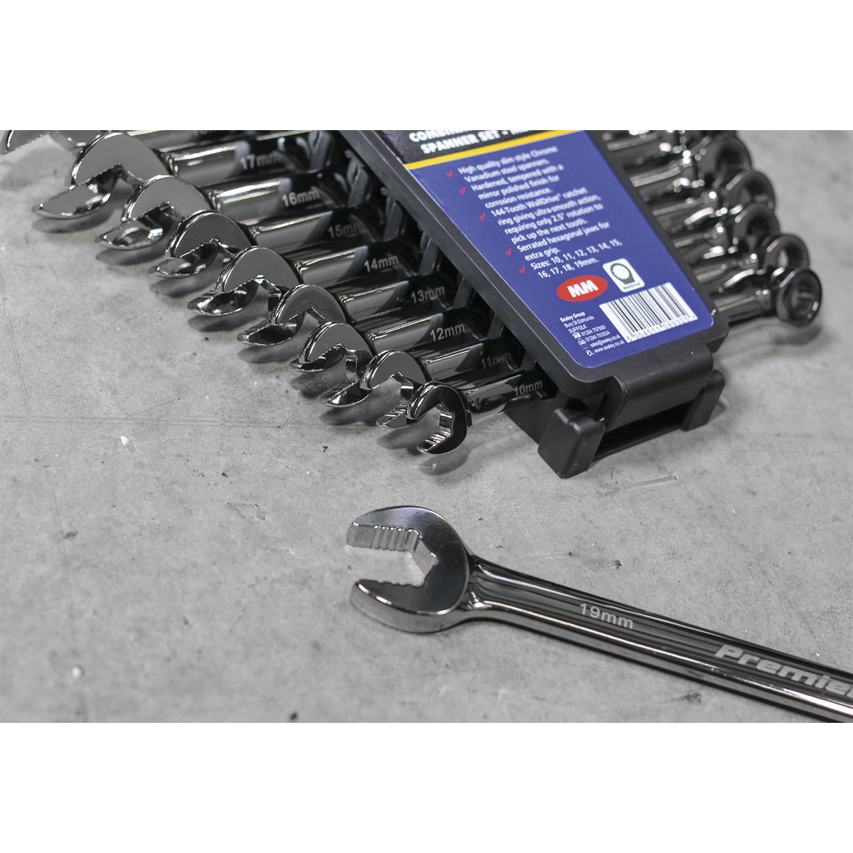 Sealey AK63914 Premier Extra-Long Combination Ratchet Spanner Set 10pc - additional view 5