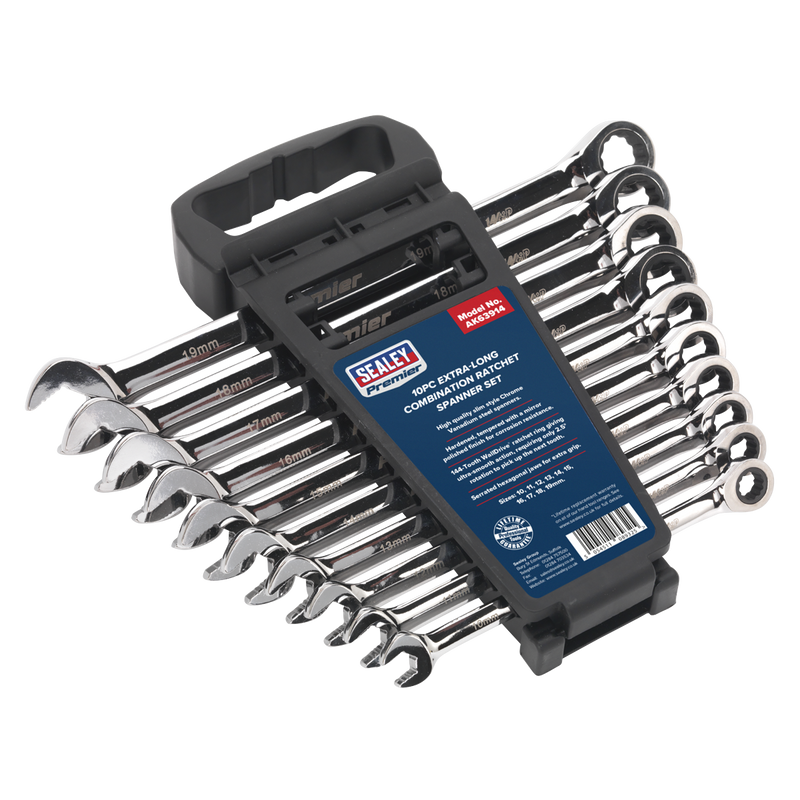 Sealey AK63914 Premier Extra-Long Combination Ratchet Spanner Set 10pc - additional view 10