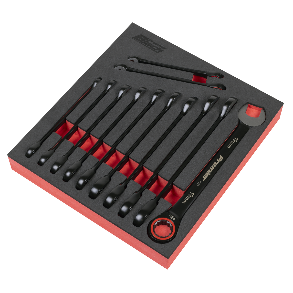 Sealey AK63940B Premier Black Combination Ratchet Spanner Set 12pc - additional view 2