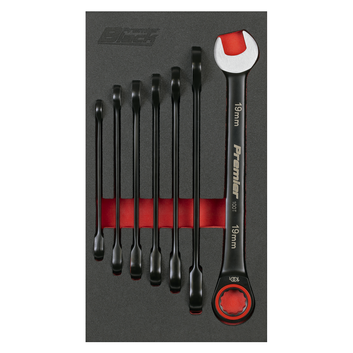 Sealey AK63941B Premier Black Combination Ratchet Spanner Set 7pc - additional view 7