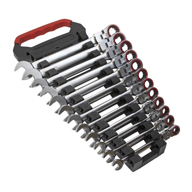 Sealey AK63942 Premier Platinum Flexi-Head Ratchet Combination Spanner Set 12pc