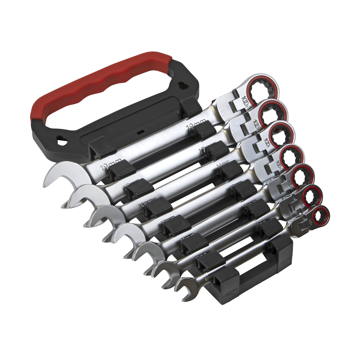Sealey AK63943 Premier Platinum Flexi-Head Ratchet Combination Spanner Set 7pc