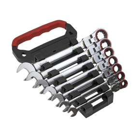 Sealey AK63943 Premier Platinum Flexi-Head Ratchet Combination Spanner Set 7pc