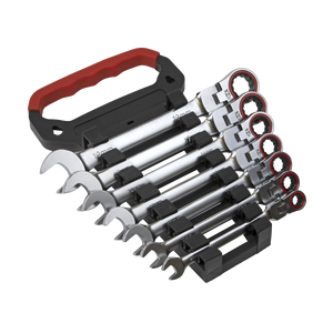 Sealey AK63943 Premier Platinum Flexi-Head Ratchet Combination Spanner Set 7pc