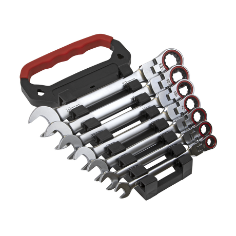 Sealey AK63943 Premier Platinum Flexi-Head Ratchet Combination Spanner Set 7pc