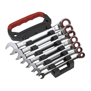 Sealey AK63945 Premier Platinum Reversible Ratchet Combination Spanner Set 7pc
