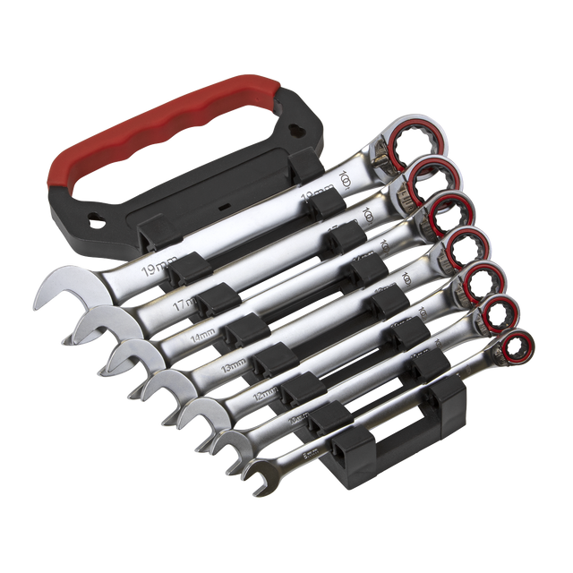 Sealey AK63945 Premier Platinum Reversible Ratchet Combination Spanner Set 7pc