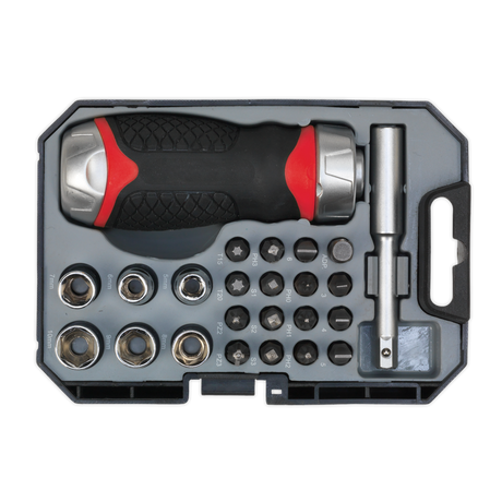 Sealey AK64906 Premier Fine Tooth Stubby Ratchet Screwdriver Socket & Bit Set 24pc - additional view 2