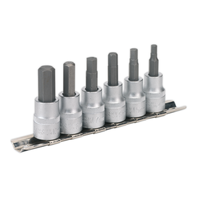 Sealey AK656 Premier Hex Key Socket Bit Set 3/8"Sq Drive 6pc