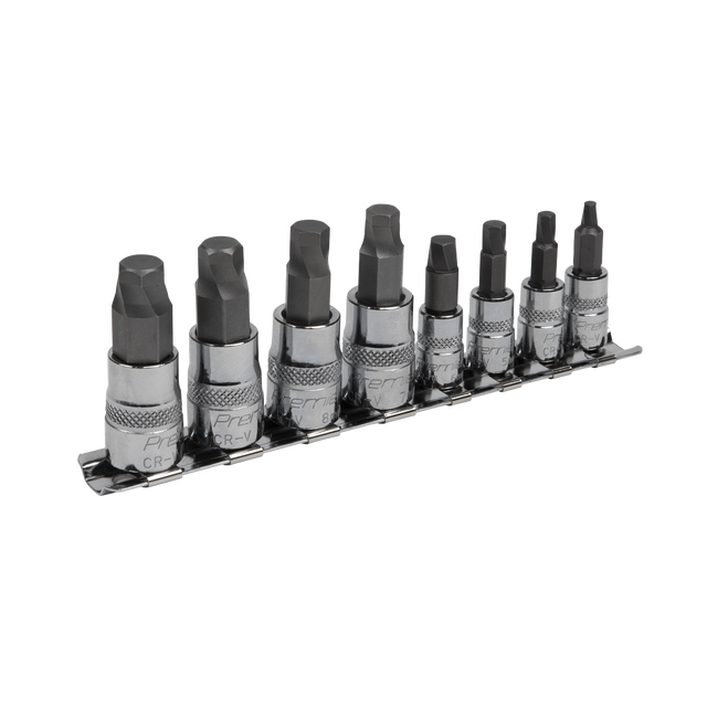 Sealey AK65600 Premier Lock-On™ Hex Socket Bit Set 1/4" & 3/8"Sq Drive 8pc