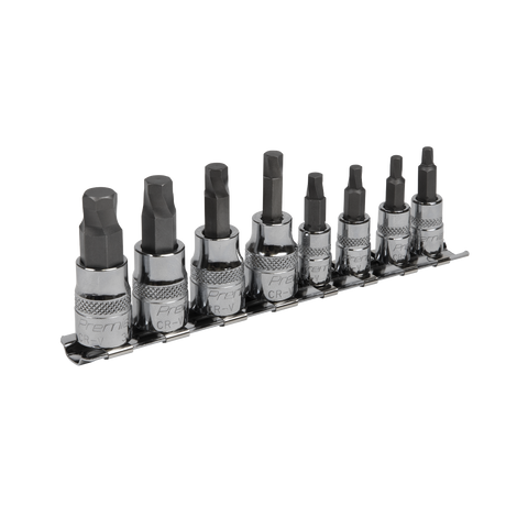 Sealey AK65602 Premier Imperial Lock-On™ Hex Socket Bit Set 1/4" & 3/8"Sq Drive 8pc