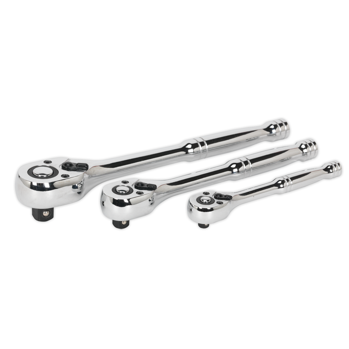 Sealey AK6672 Premier Pear-Head Ratchet Wrench Set with Flip Reverse 3pc
