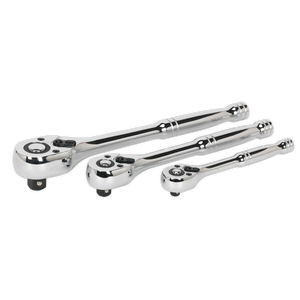 Sealey AK6672 Premier Pear-Head Ratchet Wrench Set with Flip Reverse 3pc