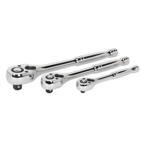 Sealey AK6672 Premier Pear-Head Ratchet Wrench Set with Flip Reverse 3pc