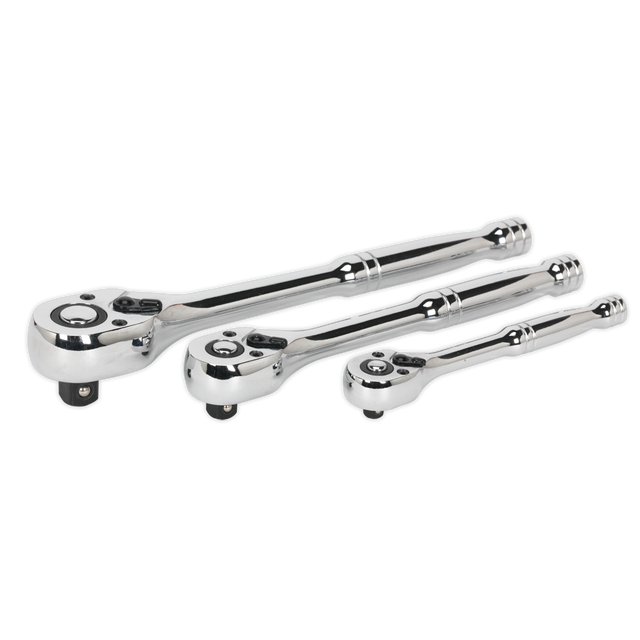Sealey AK6672 Premier Pear-Head Ratchet Wrench Set with Flip Reverse 3pc