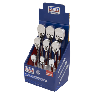 Sealey AK6672DB Premier Pear-Head Ratchet Wrenches with Flip Reverse 1/4", 3/8" & 1/2"Sq Drive - Display - additional view 2