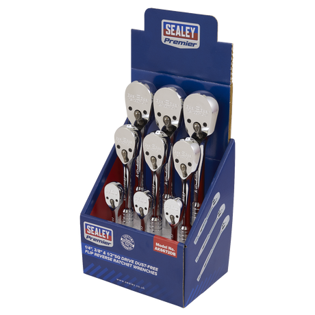Sealey AK6672DB Premier Pear-Head Ratchet Wrenches with Flip Reverse 1/4", 3/8" & 1/2"Sq Drive - Display - additional view 2