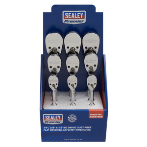 Sealey AK6672DB Premier Pear-Head Ratchet Wrenches with Flip Reverse 1/4", 3/8" & 1/2"Sq Drive - Display - additional view 3