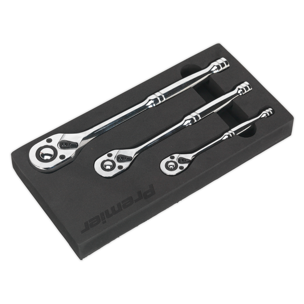 Sealey AK6672 Premier Pear-Head Ratchet Wrench Set with Flip Reverse 3pc - additional view 2