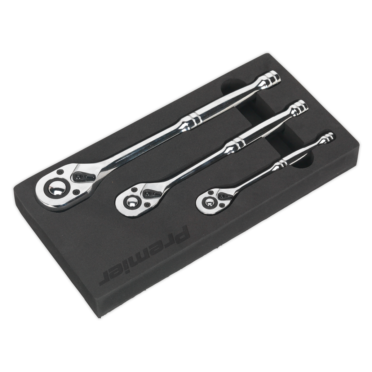 Sealey AK6672 Premier Pear-Head Ratchet Wrench Set with Flip Reverse 3pc - additional view 2
