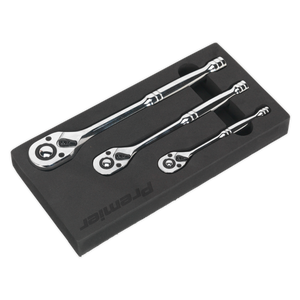 Sealey AK6672 Premier Pear-Head Ratchet Wrench Set with Flip Reverse 3pc - additional view 2