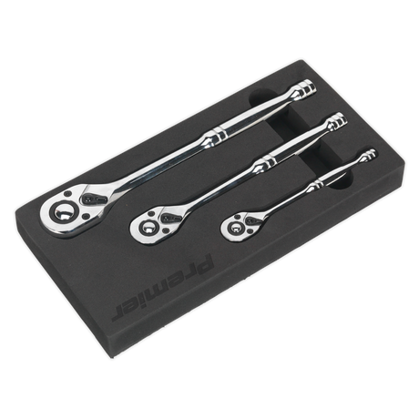 Sealey AK6672 Premier Pear-Head Ratchet Wrench Set with Flip Reverse 3pc - additional view 2
