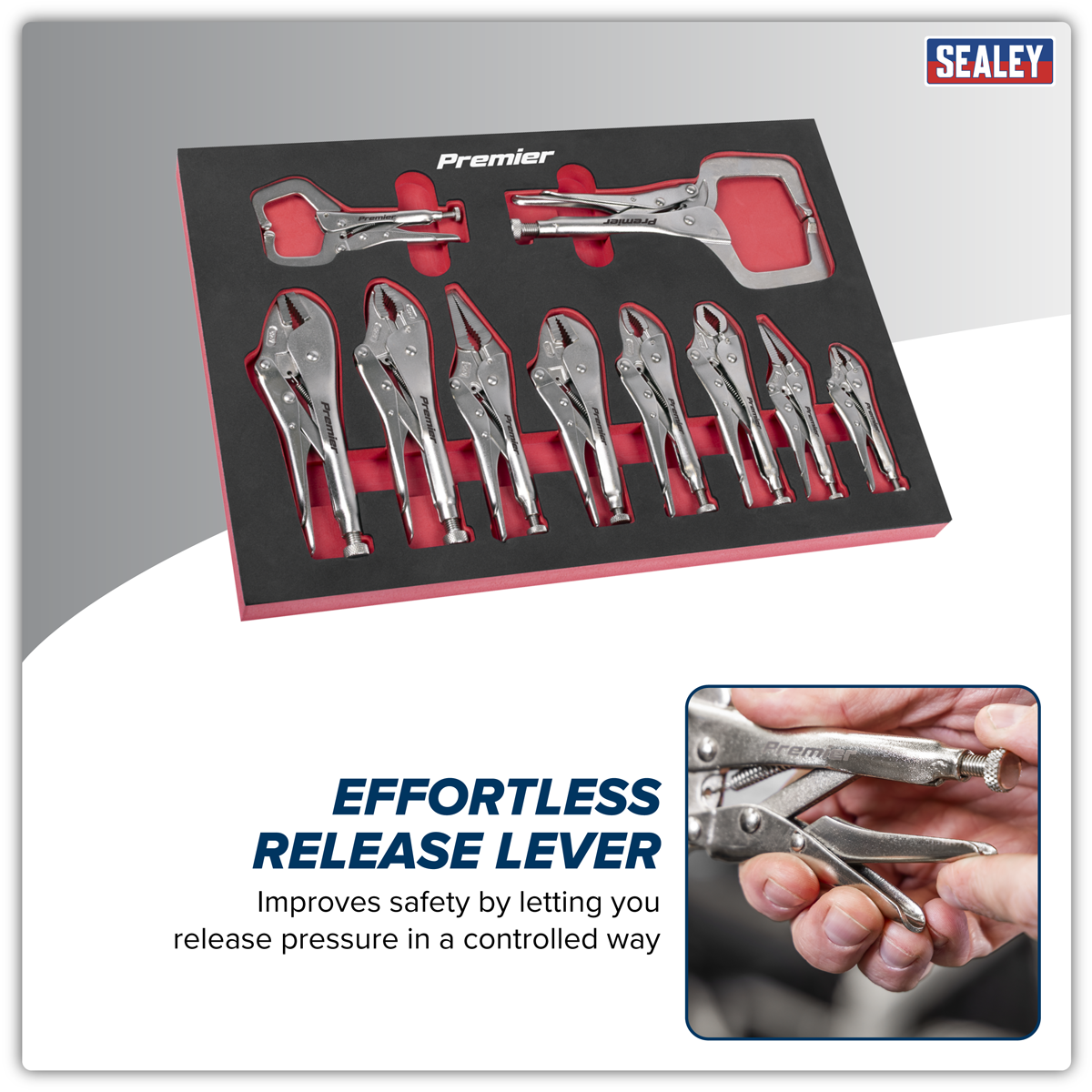 Sealey AK6802 Premier Locking Pliers Set with Tool Tray 10pc - additional view 10