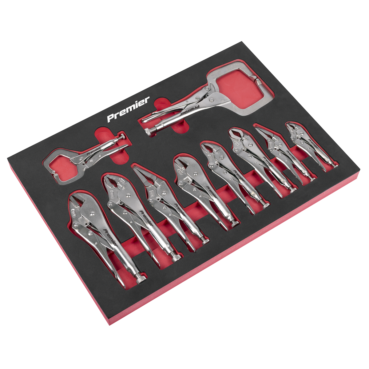 Sealey AK6802 Premier Locking Pliers Set with Tool Tray 10pc