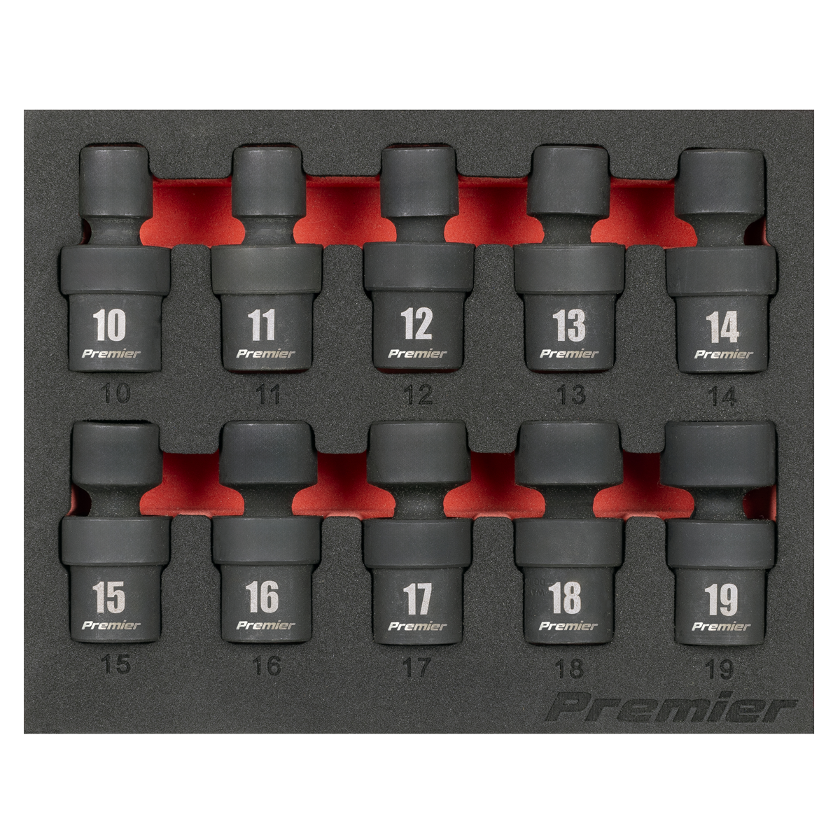 Sealey AK68220 Premier Universal Joint Impact Socket Set 3/8"Sq Drive 10pc - additional view 2